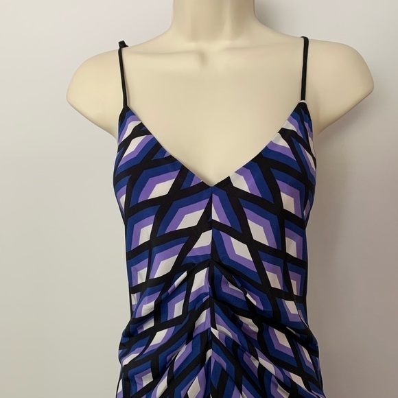 DVF Diane von Furstenberg Dona Mercer Black purple shift dress silk new XXS 0 00 - Picture 2 of 6